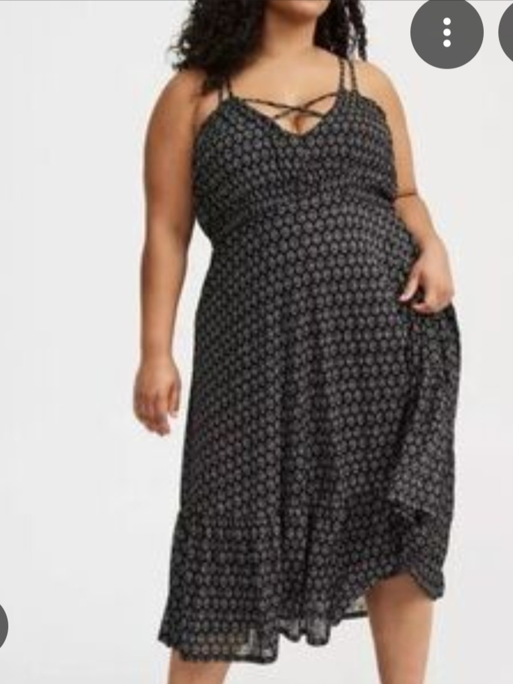 torrid Black Printed Strappy Midi Dress